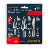Truper, Black Oxide Step Drill Bit Set, 3 Pcs..